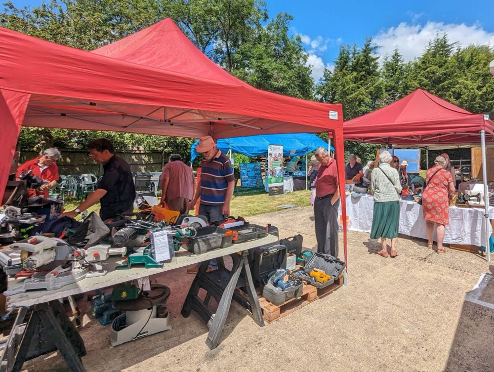 A lovely sunny afternoon out at Tea for Tools, in the New Forest.
Two red small marquees selling tools and sewing machines.
Address:
Tools For Self Reliance 
Ringwood Road
Netley Marsh
Southampton
SO40 7GY
Date: Saturday 9th August
Time: 12pm-3pm