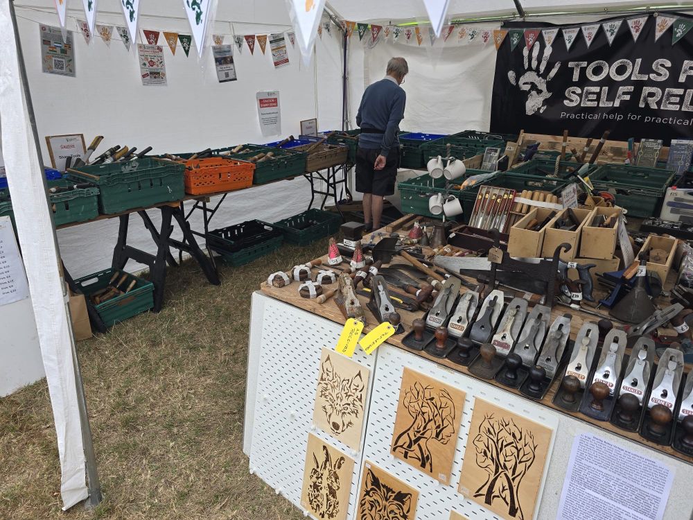 Inside the stand, lots of refurbished tools for sale.