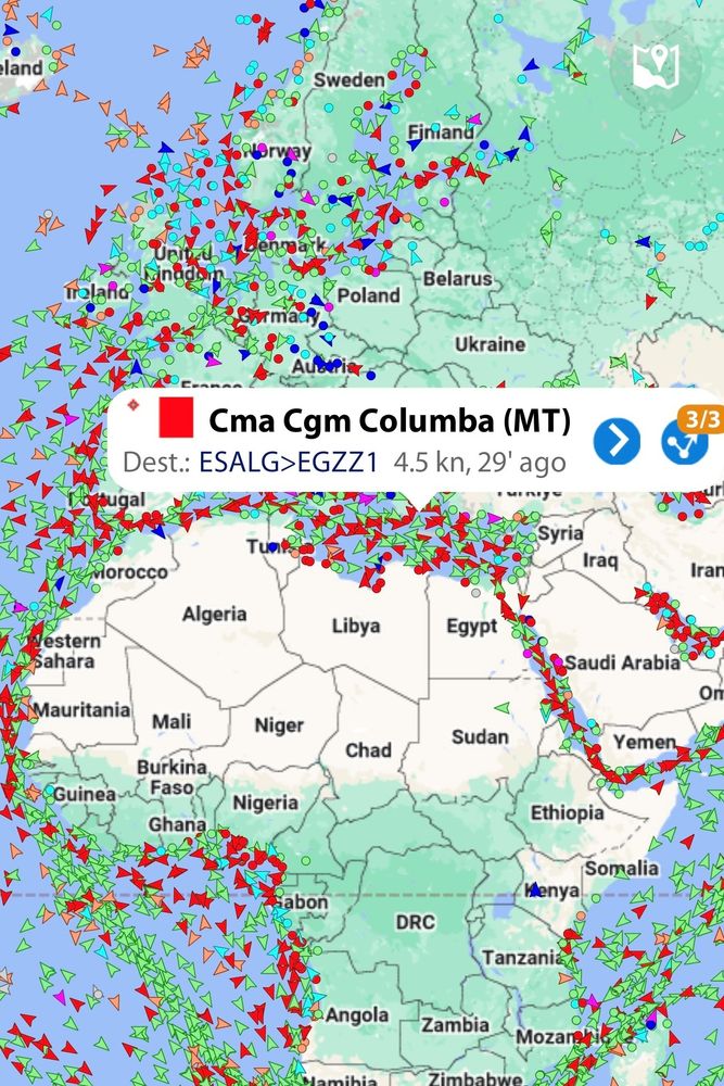 Marine Traffic map showing where our container ship of donated tools is now (above Libya and Egypt). 

Back in June, we loaded up six tonnes of refurbished tools at our HQ in Southampton, each one carefully restored by our amazing volunteers. They’re now en-route to Malawi, where they’ll be used to support local tradespeople and training programmes that help people build sustainable livelihoods and working futures!