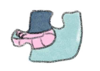 A corner puzzle piece with a rat's foot and tail.