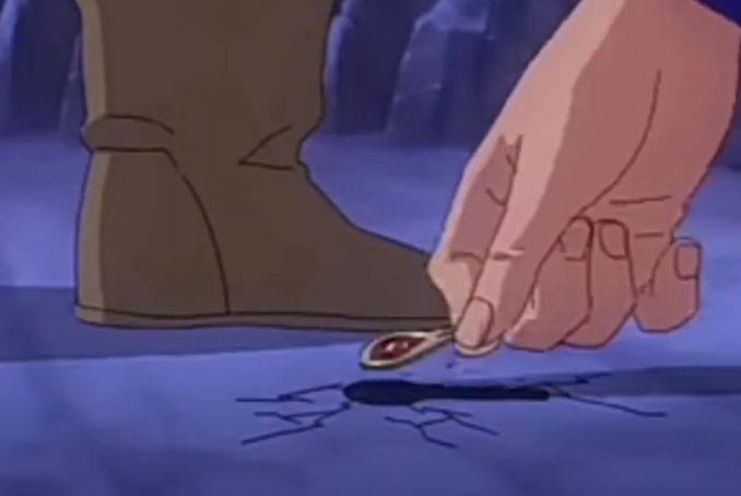 Superman's key from an animated series. When set down it leaves a shallow crater in the stone ground.