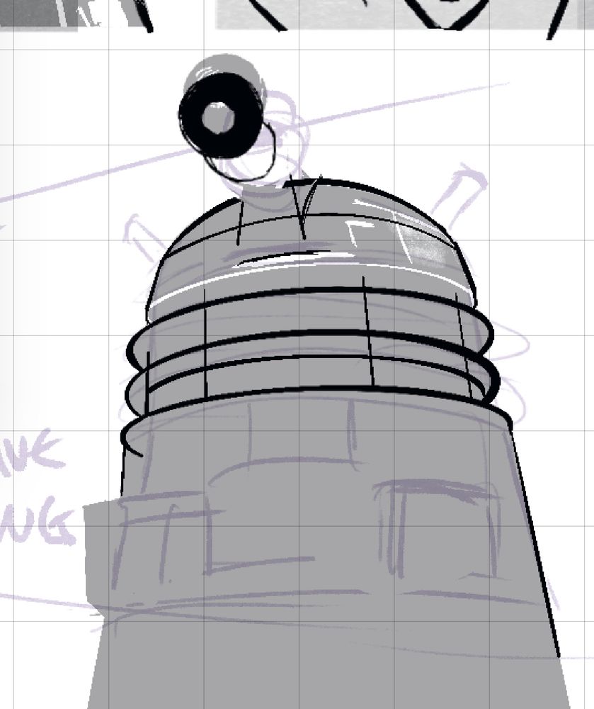 Dalek drawing wip. Sometimes I wonder why this takes so long and then I’m like OH. THAT’S WHY.
