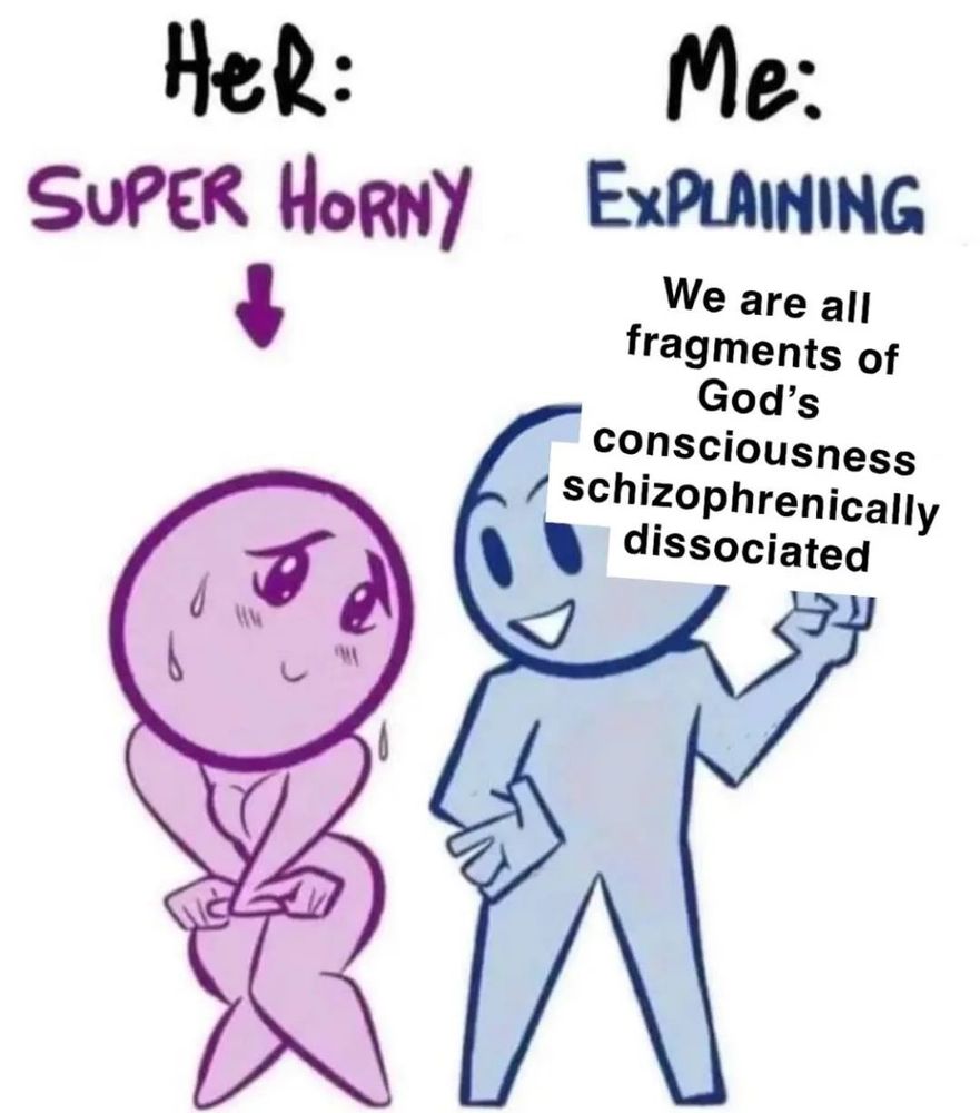 Drawing of a boy and girl, her horny and him talking abt theology