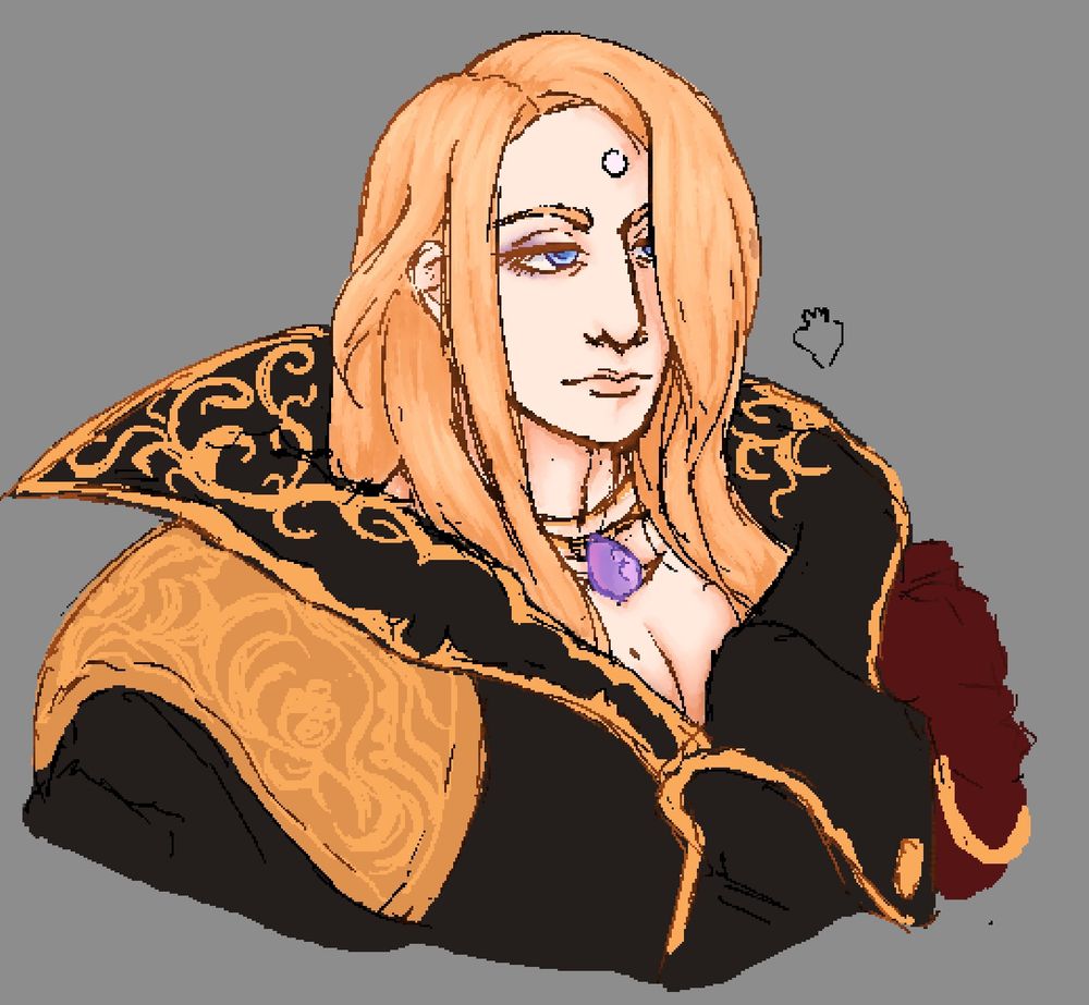 A bust portrait of Zenos from Final Fantasy 14 in his Endwalker outfit.