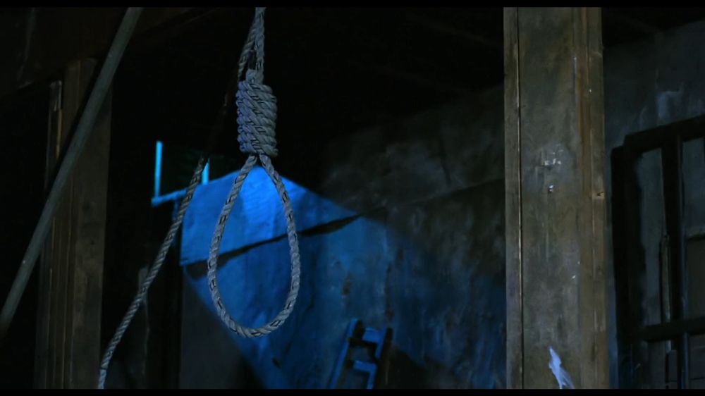 A noose, from the opening scene of Evil Toons (1991).