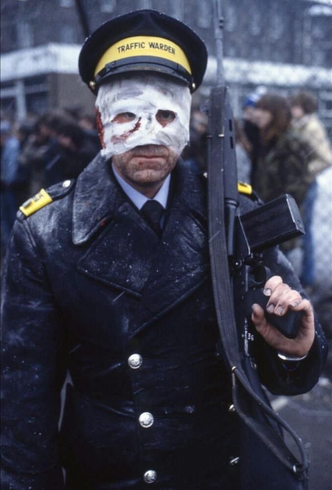 The bandaged traffic warden with a gun from Threads