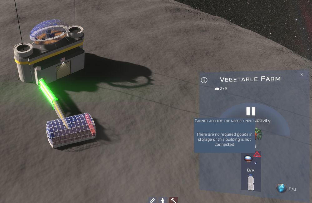 The new indicator, showing that the selected farm cannot produce anything