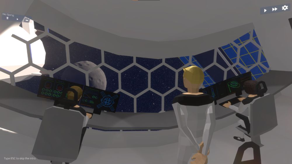 A in-game screenshot of the intro scene in Asteroid Colony