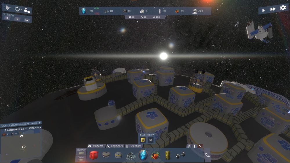 A sunrise over a city in Asteroid Colony
