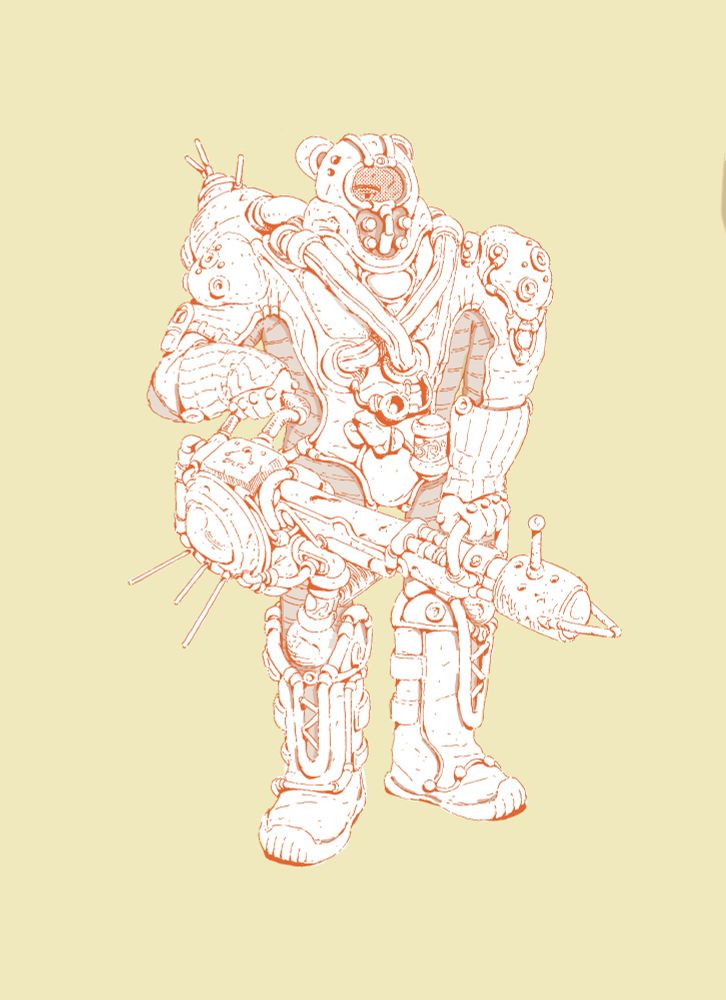 Image of a Bravo City Warden in powered armor, holding a large weapon.