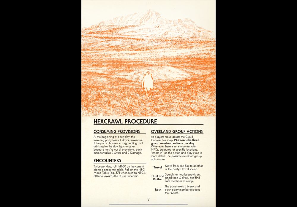 Image of Cloud Empress hex crawl procedure page