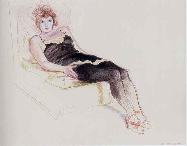 Celia in a Black Slip Reclining, Paris Dec