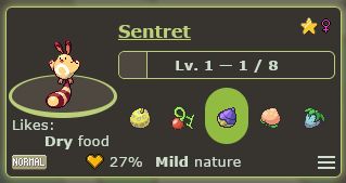 screenshot of a shiny sentret on pokefarm q