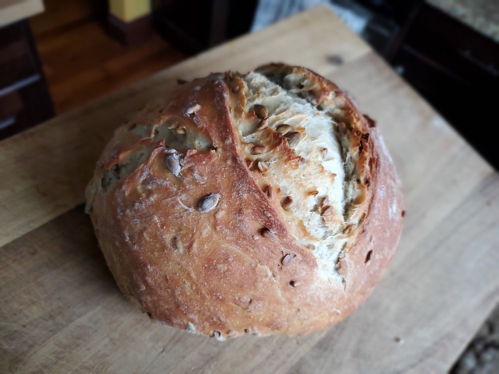 Bread on a wood cutting board