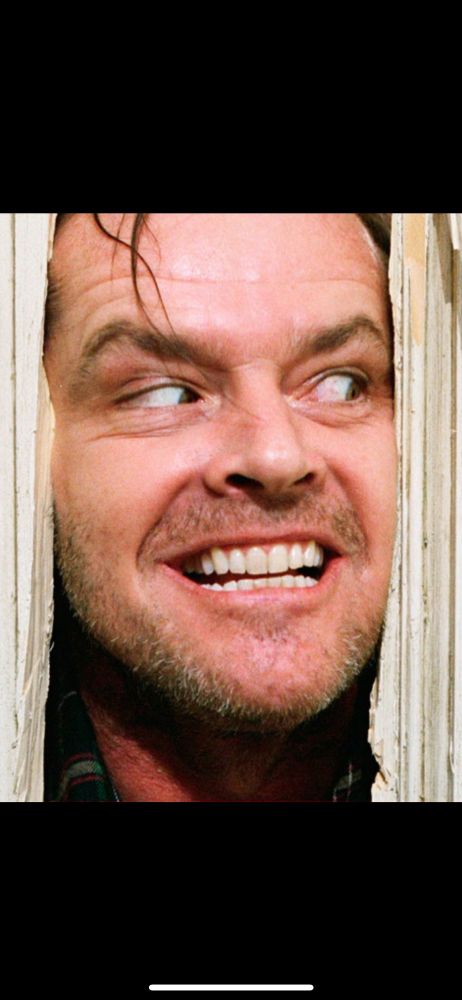 Here’s Jonny picture of Stephen King, the author of The Shining Jack Nicholson staring after axe through the door, great film, and book