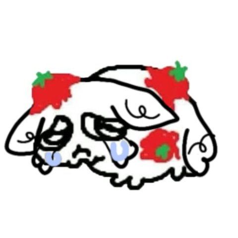 a sad and pathetic little creature, covered in tomatoes. (it is drawn poorly and is referencing a popular reaction image.)