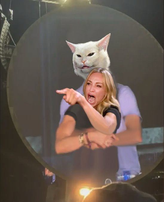 Coldplay meme meets woman yelling at a cat meme. The cat is the CEO holding the woman, I’m sure the reverse would be funny too, but not as much for some reason? Maybe because somebody’s snuggling a cat and yelling is not as funny as somebody being snuggled by a cat and yelling? Heck, what do I know.