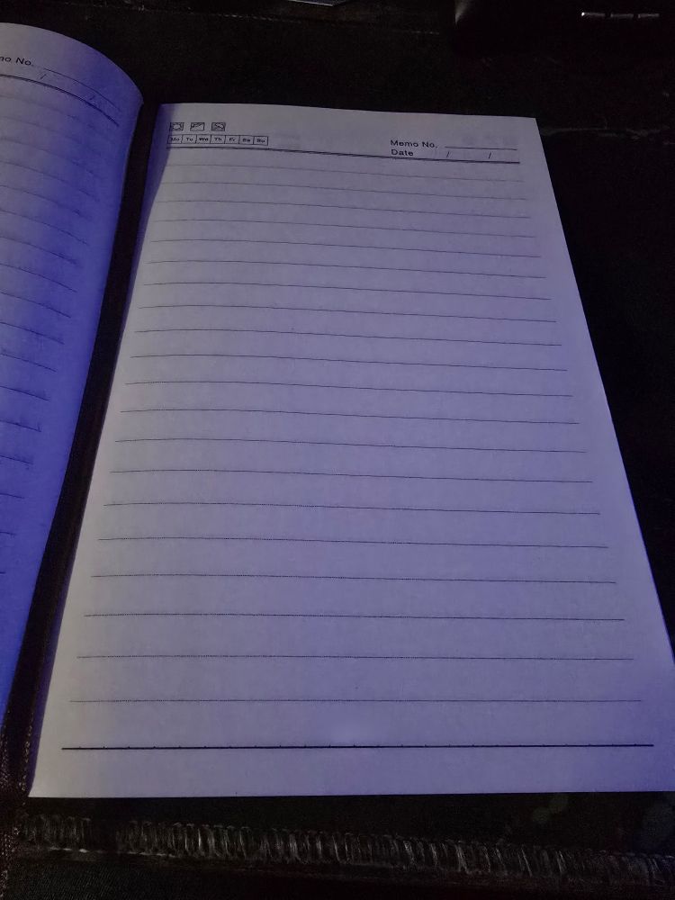Ruled journal opened to a blank page