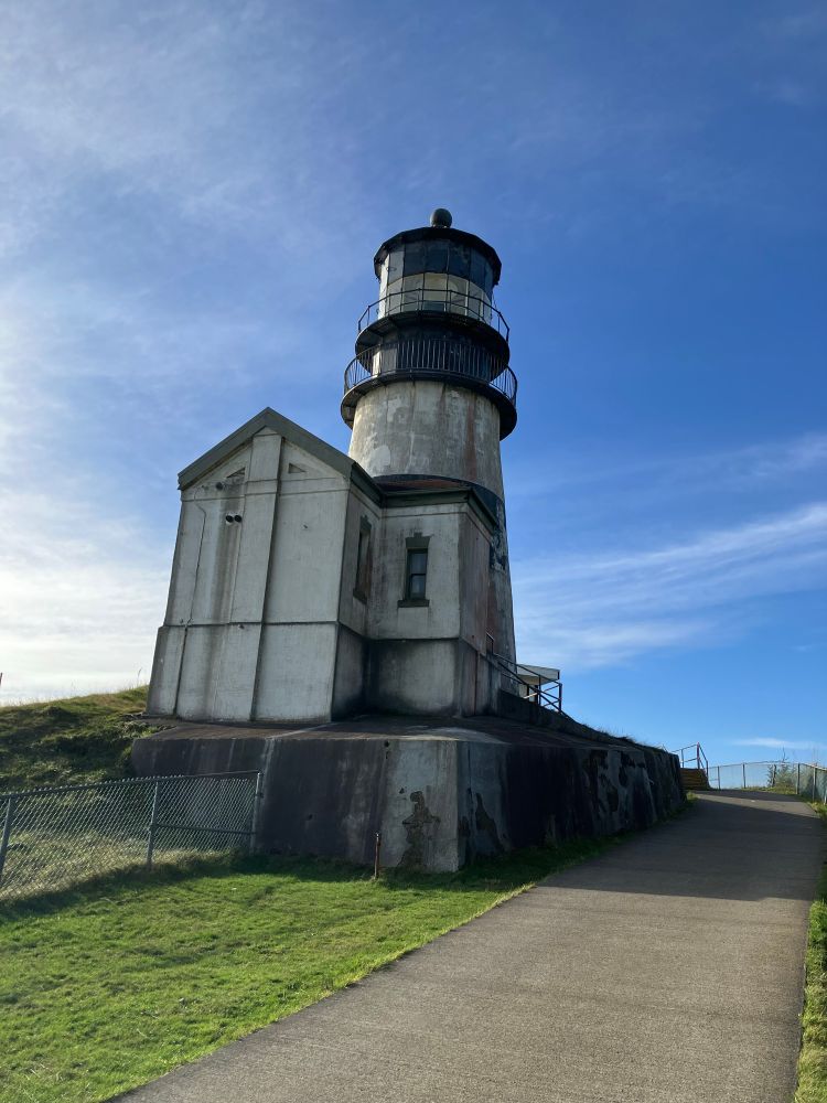 A black and white lighthouse