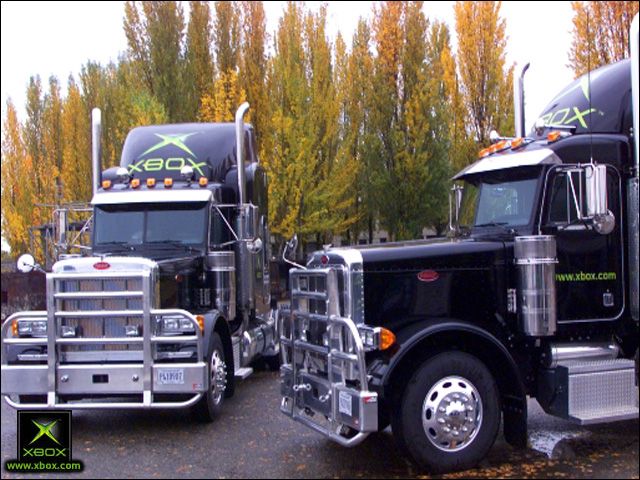 two black xbox branded semi's.