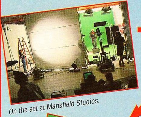 mansfield studios. you can see wesley snipes and the green screen behind a white partition. various staff are in the foreground and background of the photo as are wires and equipment.