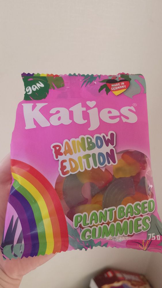 Rainbow shaped and coloured plant based gummies