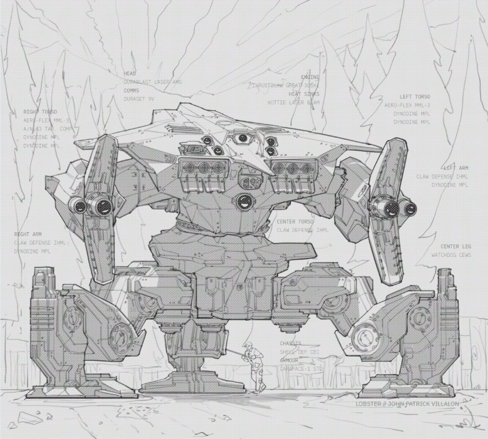 Image of a Battletech BattleMech with three Improved Heavy Medium Lasers, six Medium Pulse Lasers, and one Laser Anti-Missile System on its head. Got a nice Targeting Computer too because it's always cool to have.