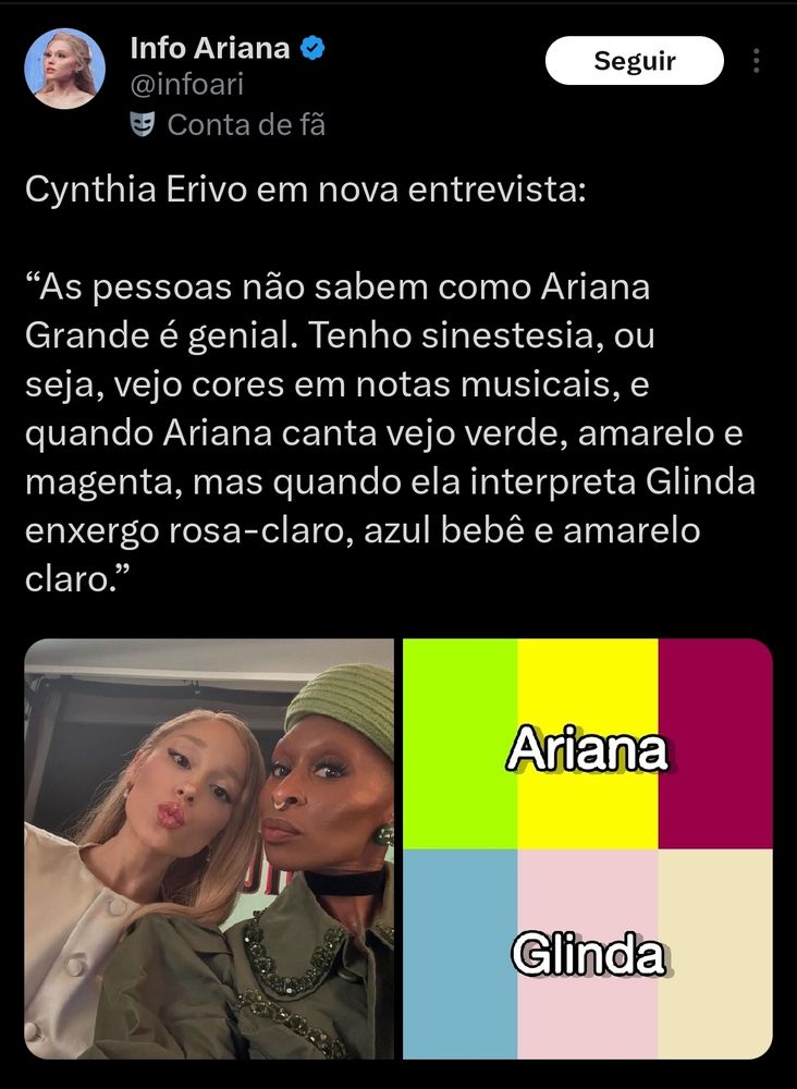 Info Ariana @infoari Cynthia Erivo em nova entrevista: 