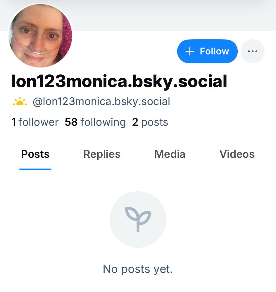 Screenshot of the bot account lon123monica.bsky.social