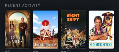 Movie posters for La Dolce Villa, Troop Beverly Hills, Night Shift, and Summer School