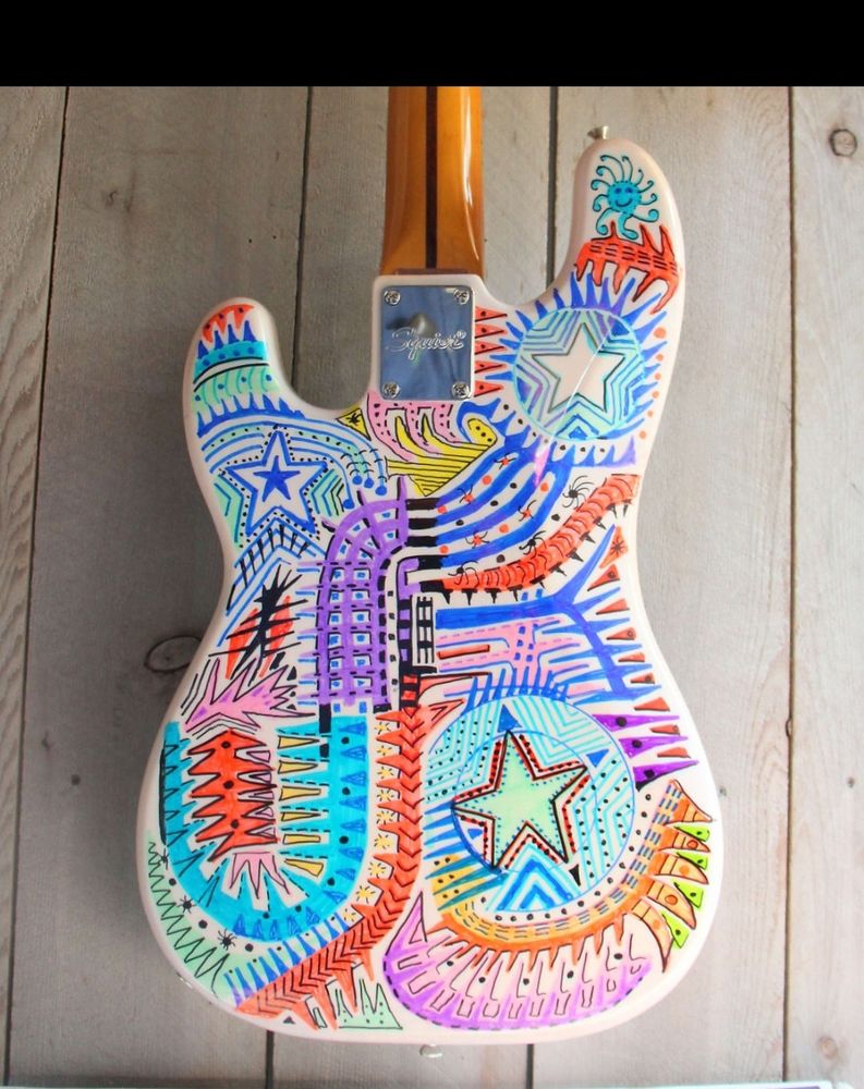 Custom art on bass guitar 