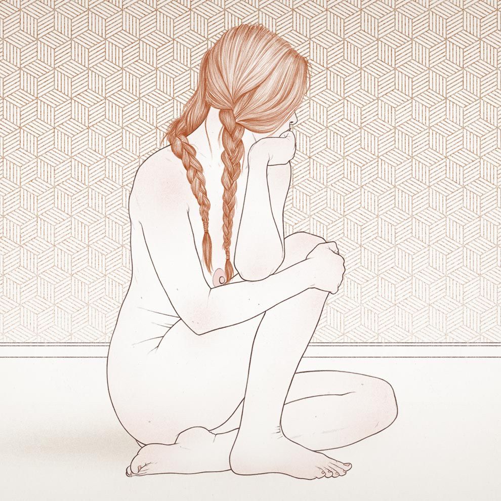Sketch of Astrid sitting on the ground, as shown in a Figuary video by Croquis Cafe, drawn by Iris Luckhaus