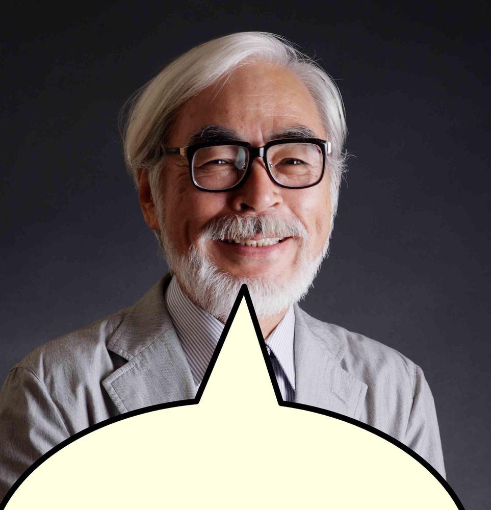 Imagem de Hayao Miyazaki com metade um balão de texto como se estivesse falando o texto desse post: "me explica, pra que recriar uma foto sua como se tivesse sido desenhada pelo estúdio ghibli? SE o estúdio ghibli quisesse desenhar essa sua cara FEIA eles te chamariam. Mas sabe por que não te chamaram? Porque você é um FEIO do CARALHO"