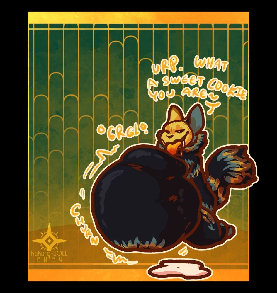 Oliver enjoying some extra nummy times with a big Cookie treat with extra frosting.
#ObyArt #furry #furryart #vore