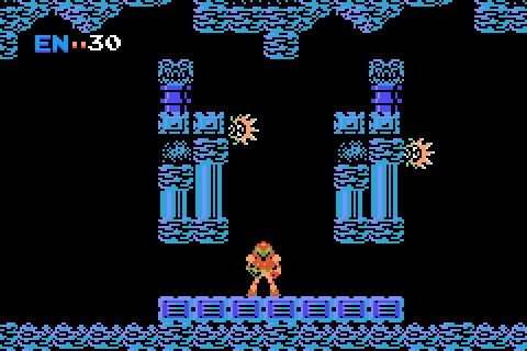 Screenshot from the original Metroid for the NES and Famicom Disk System.