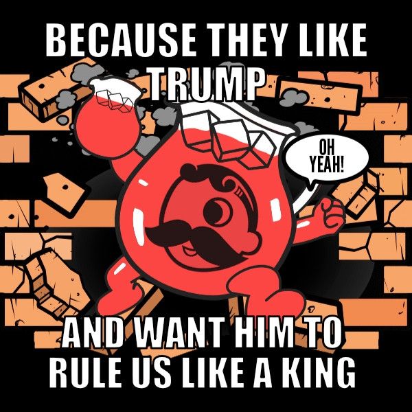 mtsw because they like trump and want him to rule us like a king kool aid man bursting through the wall oh yeahhhh