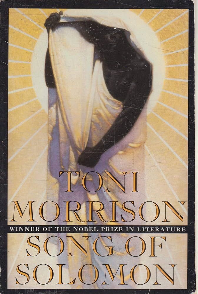 Cover of Toni Morrison’s Song of Solomon, showing a Black man draped in white cloth