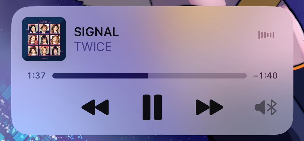 iPhone music player playing Signal by Twice