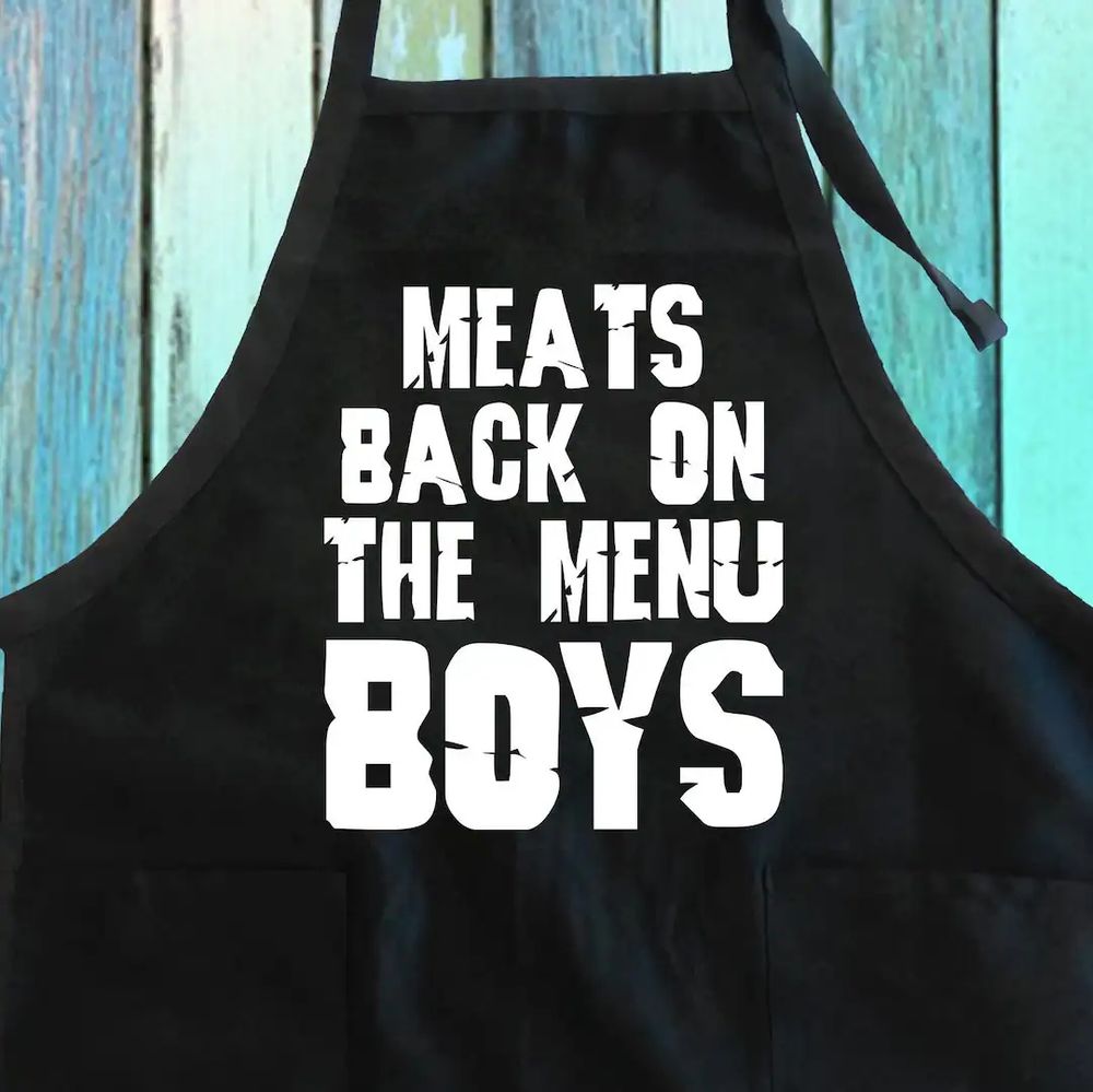 Black apron saying, 