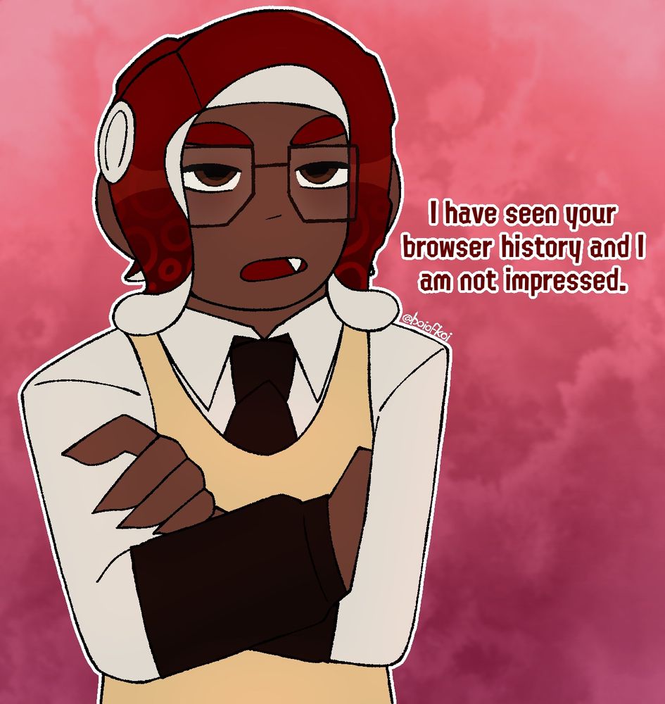 ceres in their usual gear, crossing their arms and saying “I have seen your browser history and I am not impressed.”