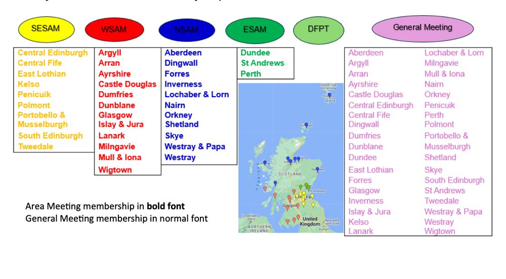 List of area meetings and GM for Scotland