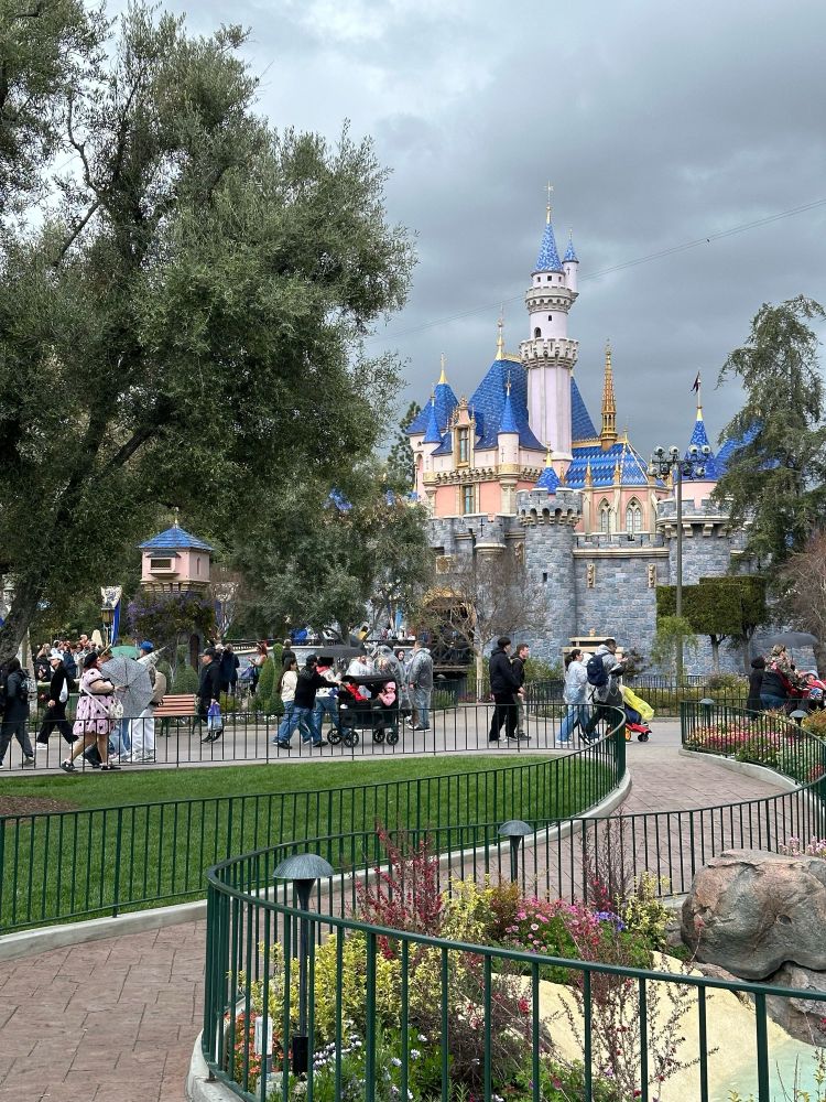 Sleeping Beauty castle at Disneyland. Even on a cloudy day, Disneyland is still the Happiest Place on Earth!