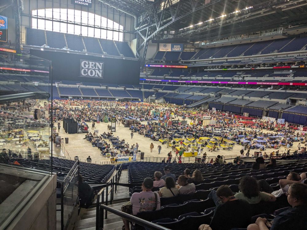 Large open view of Gen Con. lots of seats and people