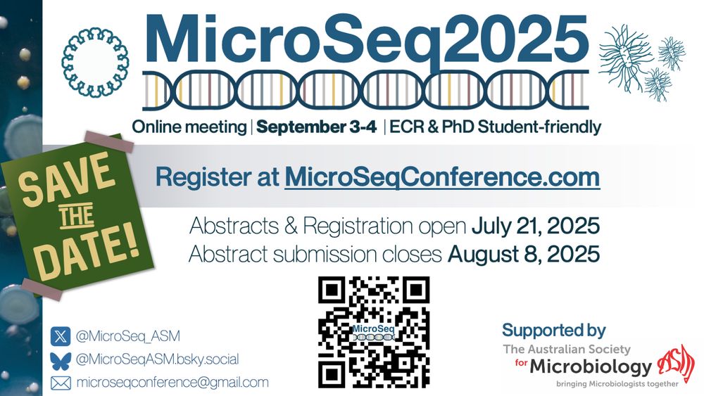 MicroSeq2025 is an ECR and PhD student-friendly online meeting focused on the interface between sequencing technology and microbiology. being held on 3rd and 4th September, 2025. Registration and abstract submission opens on July 21, 2025 and abstracts are due August 8, 2025. Participants can register at microseqconference.com.