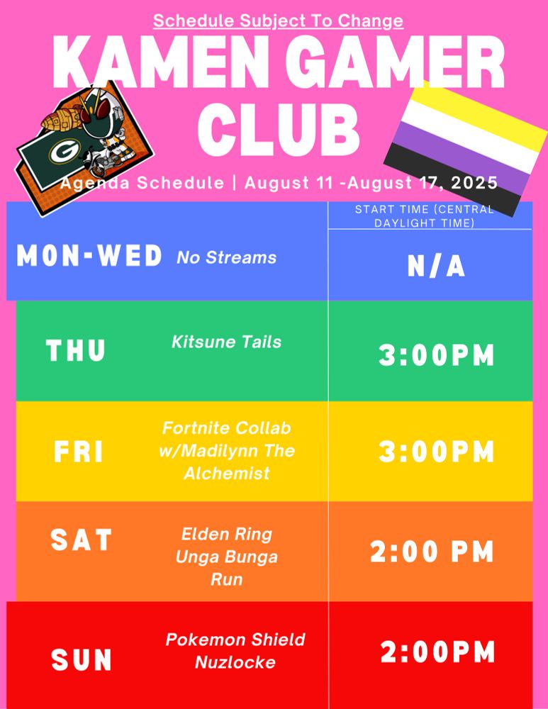 Playing some Kitsune Tails, Fortnite, Elden Ring and Pokemon Shield this week.