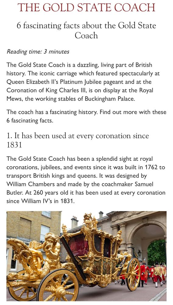 Image of UK Golden state coach, not the everyday runaround half Guilded  like he got a ride in.