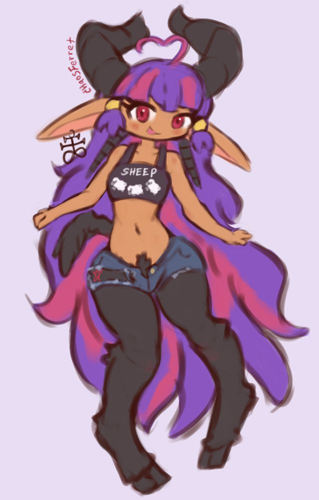 cute monstergirl satyr don't look at her hands I can't draw hands