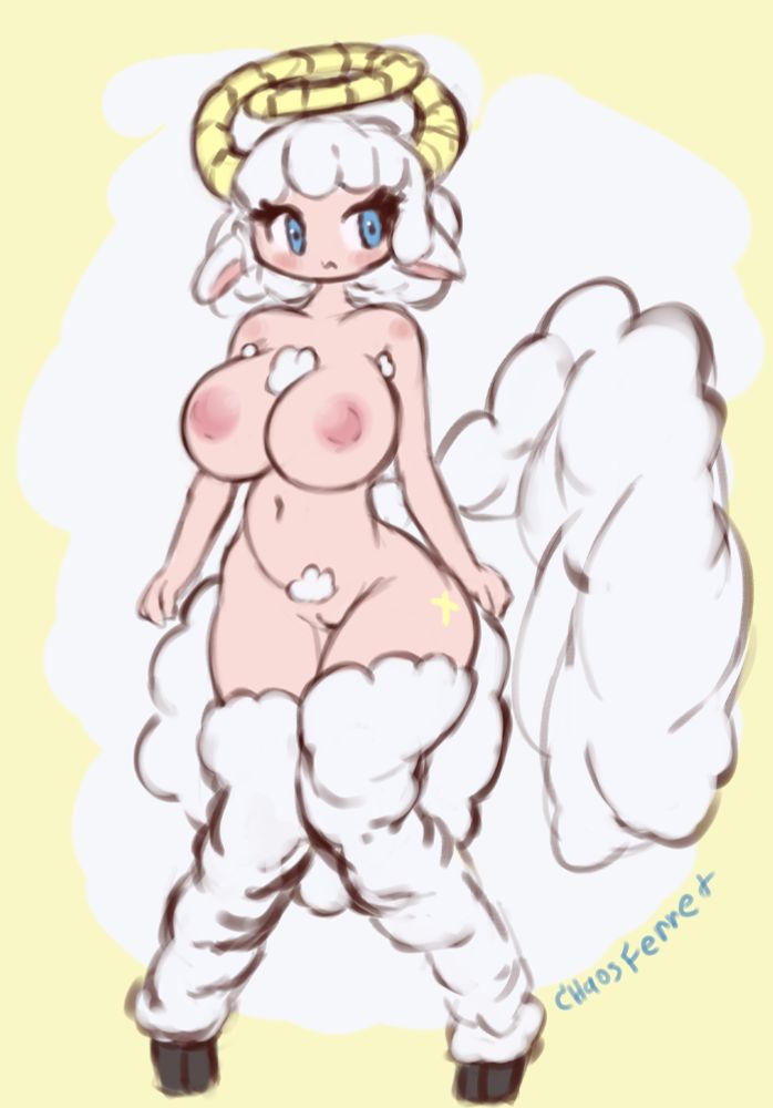 satyr monstergirl that is an angelic sheep with big booba