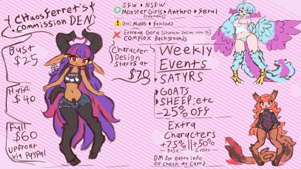 monstergirl commissions ; satyrs on sale