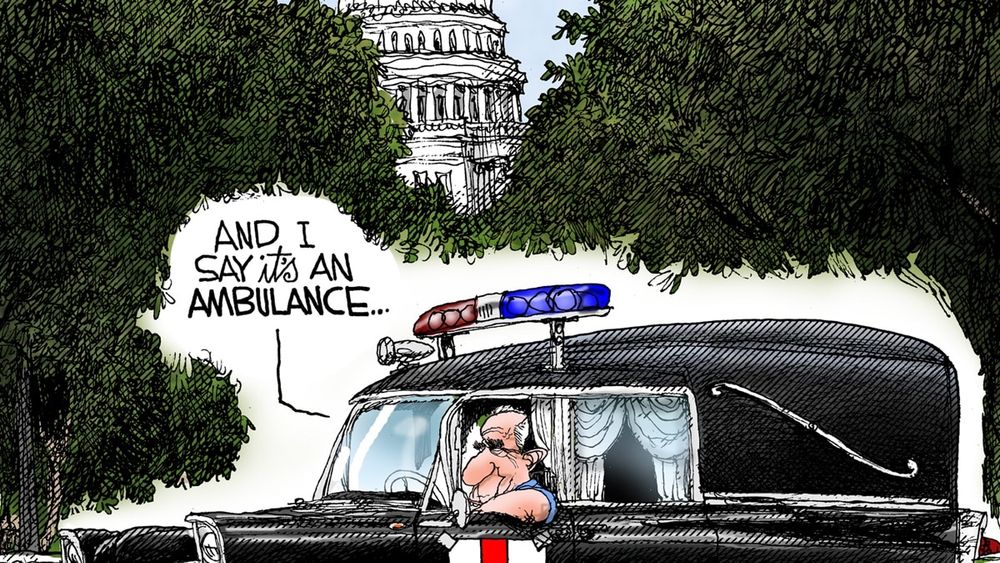 Michael Ramirez cartoon on Robert F. Kennedy Jr. and vaccine access.